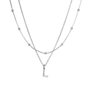 Посеребренное многослойное ожерелье с инициалами Adornia, Silver-L