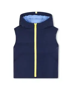 Детский утепленный жилет с капюшоном и молнией Billieblush, темно-синий