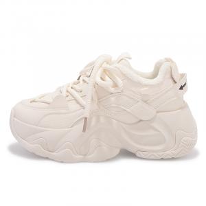 Женские бежевые противоскользящие износостойкие водонепроницаемые дышащие низкие массивные кроссовки SNXR, S-802 Бежево-зеленый