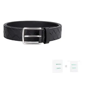 Bottega Veneta Кожаный ремень Intrecciato, Black