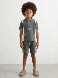 Детские шорты Trenton Chenille с принтом машинок Reiss, Green/White