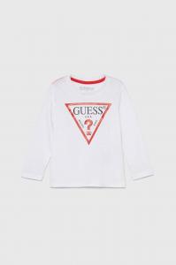 Хлопковая рубашка Guess с длинными рукавами для мальчиков и девочек, белый