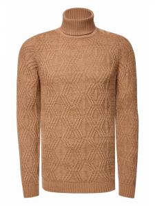 Пятнистый свитер крупной вязки с высоким воротником цвета верблюжьей шерсти Rusty Neal