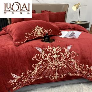 LUOLAI HOME Комплект постельного белья, 1,5 м, 4 предмета: простыня на резинке, пододеяльник 200x230 см
