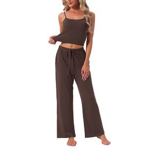 Женский комплект пижамы с регулируемыми бретелями и широкими брюками на резинке с карманами Inspire Chic, Brown