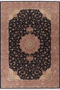 Ковер SAFAVIEH, 275 x 366 см, Tabriz Floral Collection, Black, ручной работы из традиционного шелка и шерсти, идеален для помещений с высокой проходимостью в гостиной, спальне (TF63)