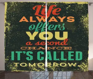 Вдохновляющая деревенская штора ABAKUHAUS, цитата из гранж-арта, универсальные ленточные шторы для гостиной с петлями и крючками, 280 x 225 см, зелено-желтый Abakuhaus