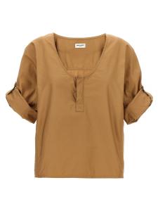 Блузка из твила SAINT LAURENT, бежевый