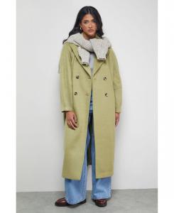 Женское длинное пальто оверсайз с плиссированной спинкой Warehouse, Green