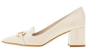 FERRAGAMO Туфли-лодочки из кожи с бляшкой Gancini, 60 мм, белые