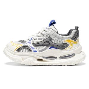 Амортизирующие, износостойкие, дышащие, увеличивающие рост низкие массивные кроссовки для мужчин Wooden Rabbit, White Blue