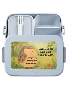 Mr. & Mrs. Panda Декоративное оформление бенто-бокса в виде совиных перьев с надписью, пастельно-голубой цвет