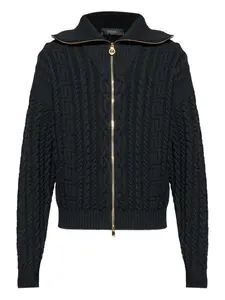 Кардиган на молнии с косами Versace, черный