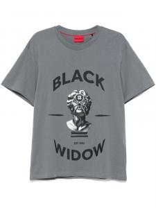 HUGO футболка с принтом, серый