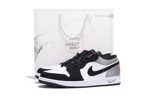 Jordan Баскетбольные кроссовки Air 1 с антискользящим и износостойким покрытием, винтажные, низкие, унисекс, цвет: черный, серебристый