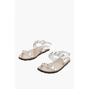Сандалии из кожи с заклепками LOVE Moschino, Silver