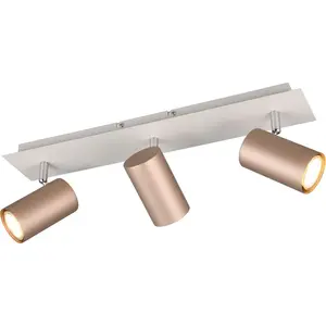 Потолочный светильник TRIO Leuchten MARLEY, потолочный спот GU10 на 1 лампу, без 3x GU10 макс. 35 Вт, настенный спот GU10 1 шт. гибко регулируемый потолочный спот GU10 в цвете кофе + теплый серый, 48x9 см Trio Leuchten, Coffee