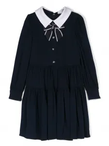 Расклешенное платье с бантом Monnalisa, синий