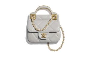 Кожаная мини-сумка из телячьей кожи, клатч с откидным клапаном, женская сумка через плечо, кардхолдер серый CHANEL