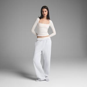 Топ с круглым вырезом и длинными рукавами SKIMS, цвет marble