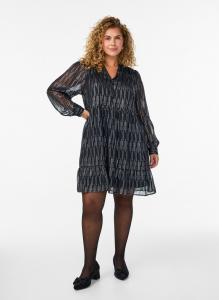 Платье Zizzi MIT GLITZERMUSTER, Black/W Silver/Black