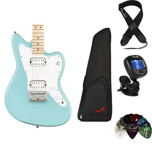 Squier Mini Jazzmaster HH Essentials Bundle - Daphne Blue с грифом из клена