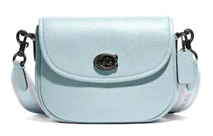 КОАЧ Седловая сумка из галечной кожи ивы, маленькая женская наплечная сумка через плечо цвета озёрной аква-зелёной