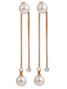 Adeliás Женские серьги - серьги-гвоздики из нержавеющей стали с золотой жемчужиной