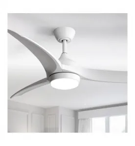 Современный белый потолочный вентилятор стандартной конфигурации, 132 см, с тремя лопастями, пультом дистанционного управления и светодиодной подсветкой Sofucor