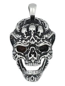 Adeliás Мужской кулон - кулон в виде черепа из нержавеющей стали, серебристый