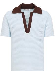 Jil Sander рубашка поло с V-образным вырезом, синий