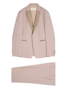 Шерстяной костюм с атласными лацканами DRIES VAN NOTEN, розовый