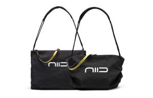 NIID Сумка-шоппер из полиэстера с наплечным ремнем и перекидной лямкой унисекс в разноцветном исполнении с принтом туб и труб, Black Reverse White