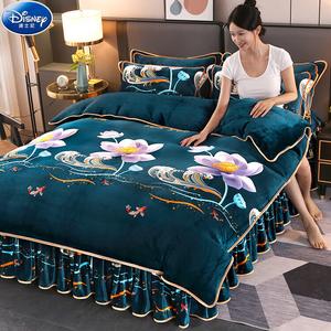 Disney Комплект постельного белья 1,5 м, 4 предмета, простыня на резинке, пододеяльник, 2 наволочки, Water Chrysanthemum
