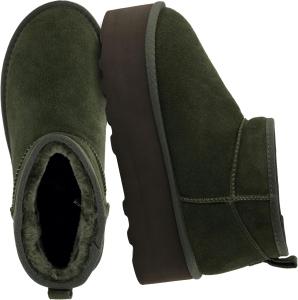 Женские ботильоны на платформе CUSHIONAIRE Hippy - натуральная замша, искусственный мех внутри, уютный зимний вариант на молнии, удобная обувь, доступна в широких размерах, Green