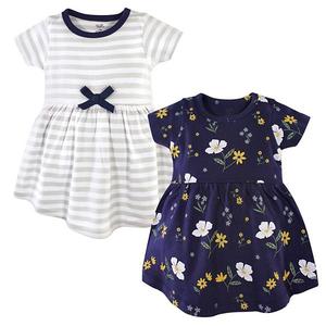 Платье для девочки Infant and toddler, короткий рукав, хлопок, 2 шт, night blooms Hudson Baby