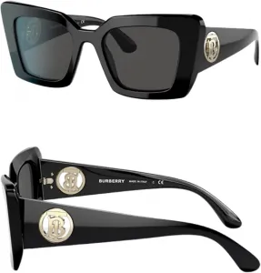 Солнцезащитные очки BURBERRY Daisy BE4344 квадратной формы из ацетата с роскошным комплектом для очков, Black Frame | Dark Grey Lens