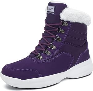 Зимние женские ботинки Dannto, теплые, с меховой подкладкой, на щиколотку, для улицы, водоотталкивающие, пушистые, Purple-A