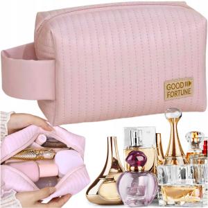 Женская дорожная косметичка, большой чехол-органайзер, элегантная эко-кожа Edibazzar, цвет розовый