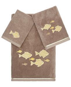Набор из 3 банных полотенец из турецкого хлопка с вышивкой «Фиджи» Linum Home, цвет cocoa