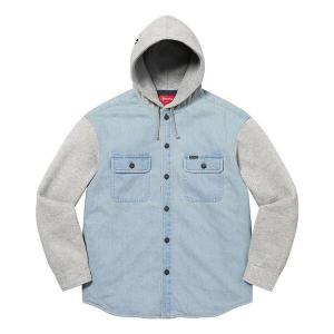 Рубашка fleece hooded denim shirt 'teal grey' Supreme, мультиколор