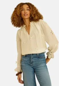 Блузка укороченного кроя с объемным бантом и вырезом-лодочкой Love & Roses, Ivory