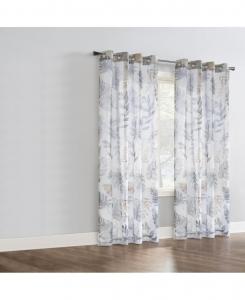 Полупрозрачная штора Alba с растительным орнаментом в виде листьев Прикосновение природы в ваш дом или офис Штора на люверсах, 52" x 84"; бежевый цвет Habitat, Taupe