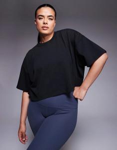 4505 Curve Icon, укороченная футболка из плотного хлопка с быстросохнущей отделкой, цвет: черный, стираный