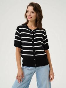 Кардиган с коротким рукавом в полоску от lizza KAFFE, цвет Black/Chalk
