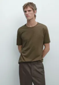 Базовая футболка с коротким рукавом и круглым вырезом Massimo Dutti, Khaki