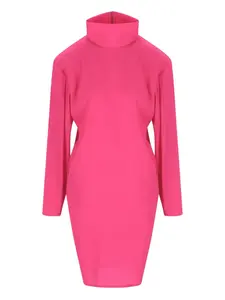 Платье миди с высоким воротником Saint Laurent, розовый