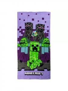 Minecraft Фиолетовое банное полотенце, пляжное полотенце 70x140 см, 100% хлопок