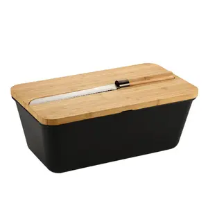 Хлебница KESPER «Хлебница с ножом», (набор, 3 шт.), вкл. встроенный нож для хлеба, цвет schwarz, natur