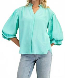 Блузка с рукавами-фонариками зеленого цвета Gigio, зеленый